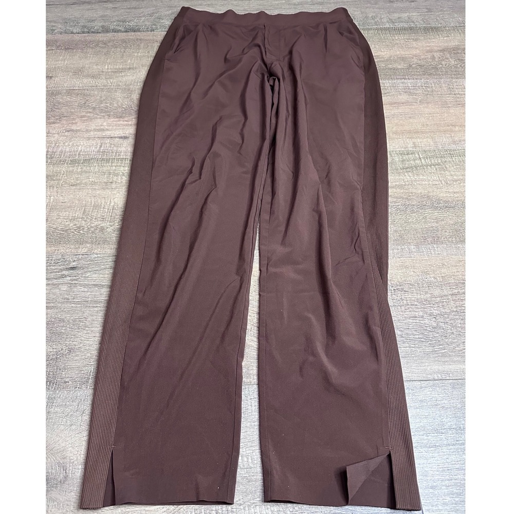Athleta Womens Brown Ribbed Side Stripe Wide Leg Travel Pants Size 4